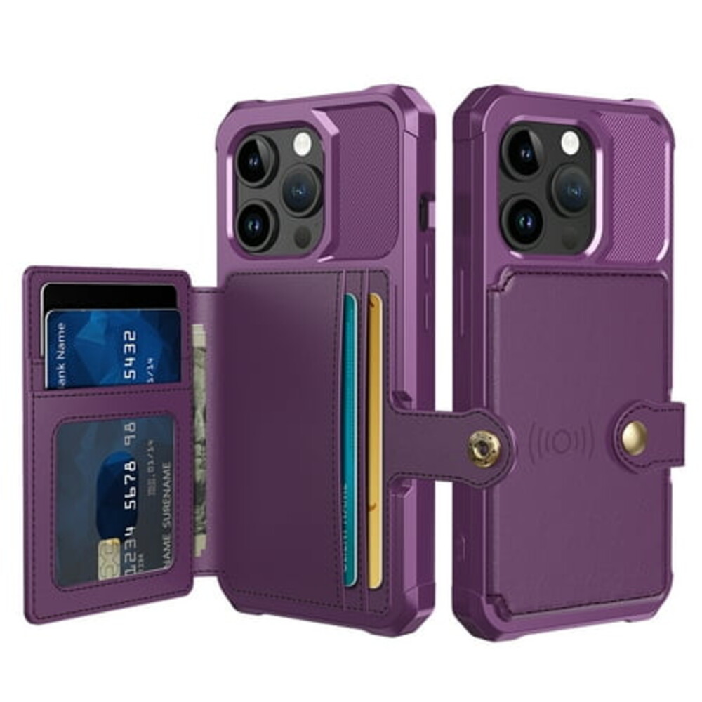 TECH CIRCLE For iPhone 15 Plus Wallet Case,Shockproof Rubber Card Holder Wallet PU Leather Back Phone Case Kickstand Protective Scratch Hybrid Bumper Shell for Apple iPhone 15 Plus 6.7" 2023,Purple