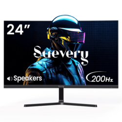 Suevery 24" 200Hz Gaming Monitor,IPS Panel,FHD Computer Monitor, Built-in Speakers, 120% sRGB, FreeSync, Black