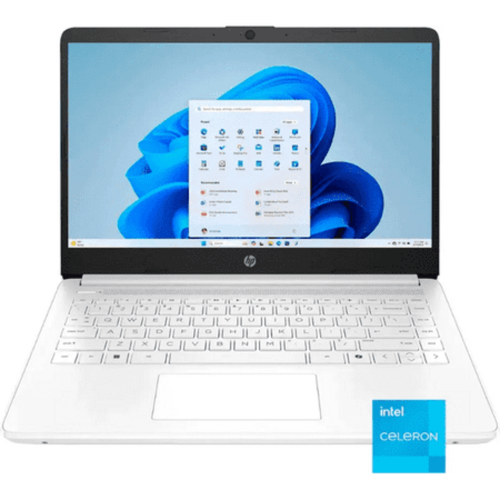 HP 14” HD Laptop, Intel Celeron N4500, 8GB RAM, 64GB eMMC, Windows 11 Home in S Mode , Snowflake White