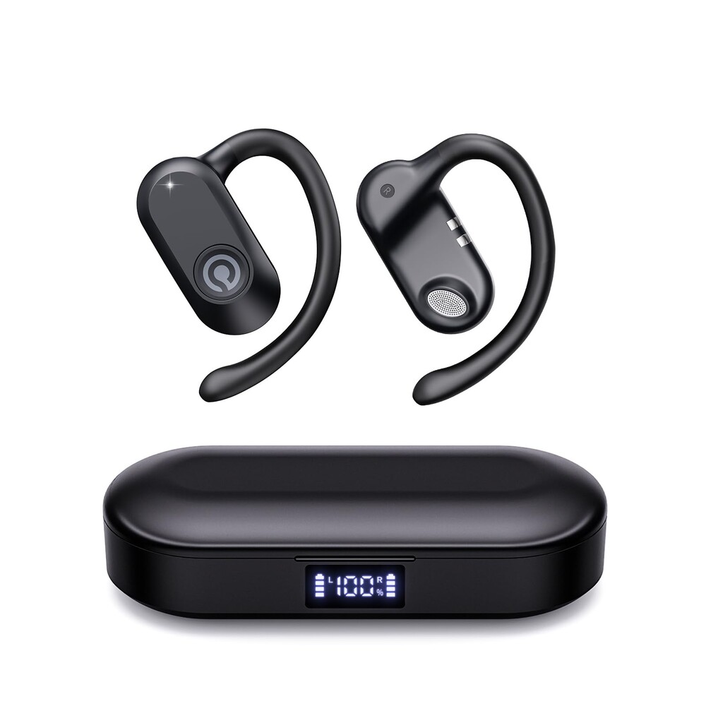 CXK Open Ear Headphones Bluetooth 5.4 Bone Conduction Headphones, True Wireless Earbuds with 60Hrs Stereo Sound, 0.27oz Lightweight Design, Open Earbuds with Mic, IPX6 Waterproof for Running, Black