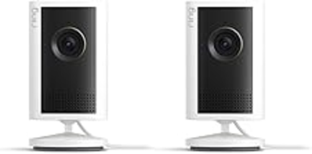 Ring Indoor Cam Plus (newest model), Home or business security, Retinal 2K for crisp, true-to-life video quality, 4x Enhanced Zoom, Low-Light Sight, 2-pack, White