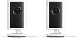 Ring Indoor Cam Plus (newest model), Home or business security, Retinal 2K for crisp, true-to-life video quality, 4x Enhanced Zoom, Low-Light Sight, 2-pack, White