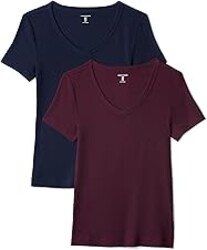 Amazon Essentials Women's Slim-Fit Short-Sleeve V-Neck T-Shirt