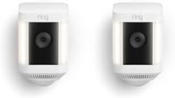 Ring Spotlight Cam Plus, Battery, Home or business security with HD video, Two-Way Talk, Color Night Vision, and Security Siren, 2-pack, White