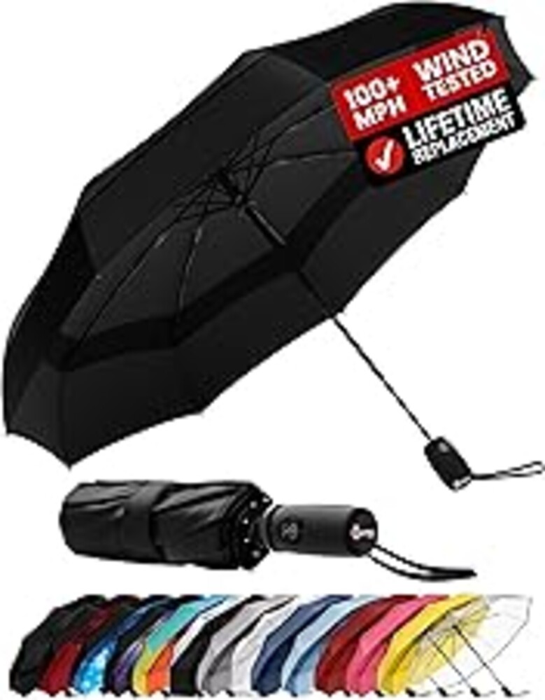 Repel Windproof Travel Umbrella - Compact & Withstands Winds up to 100MPH , Strongest Premium Auto Folding Umbrella for Rain and Sun - Durable, Light & Portable for Women & Men , Fits Backpack & Cars