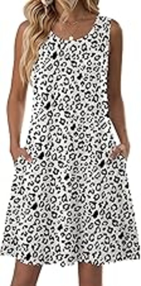 Zeagoo Summer Dresses for Women 2026 Sleeveless Casual Floral Tshirt Sundress with Pockets Loose Tank Beach Dress