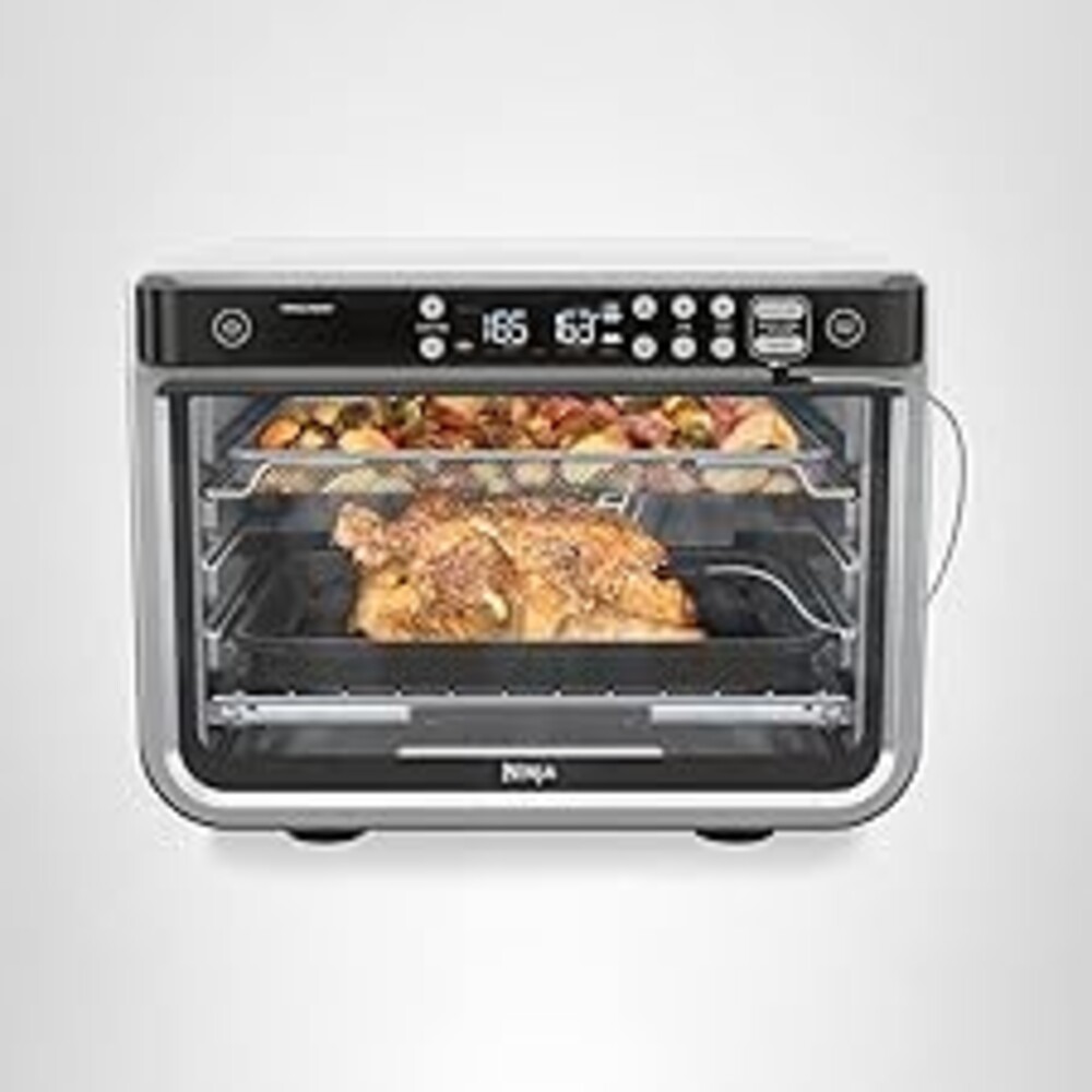 Ninja DT251 Foodi 10-in-1 Smart XL Air Fry Oven, Bake, Broil, Toast, Roast, Digital Toaster, Thermometer, True Surround Convection up to 450°F, includes 6 trays & Recipe Guide, Silver