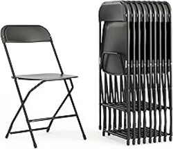 Flash Furniture Hercules Set of 10 Indoor/Outdoor Heavy-Duty Plastic Folding Chairs, Foldable Commercial Stacking Chairs with 650-lb. Static Weight Capacity, Black