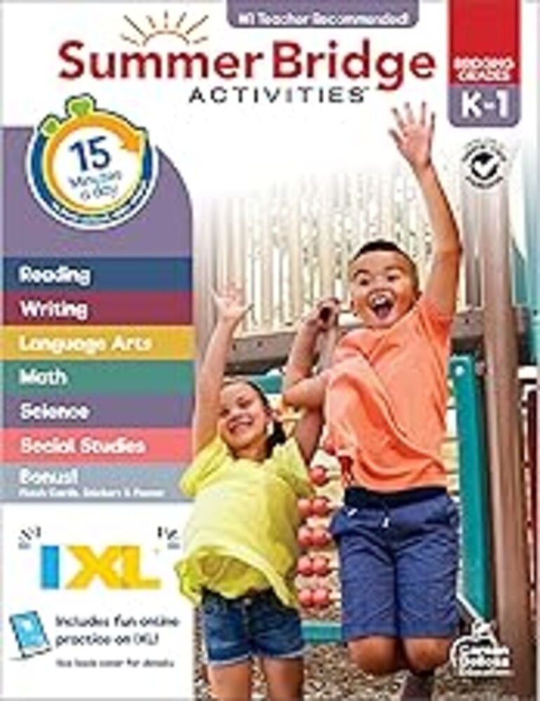 Summer Bridge Activities Kindergarten to 1st Grade Workbooks, Activity Book Ages 4-6 With Math, Phonics, Science, Social Studies, Writing Practice, Fitness, Flash Cards, Stickers, and More