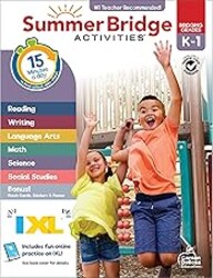 Summer Bridge Activities Kindergarten to 1st Grade Workbooks, Activity Book Ages 4-6 With Math, Phonics, Science, Social Studies, Writing Practice, Fitness, Flash Cards, Stickers, and More