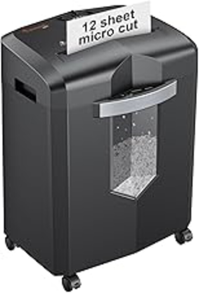 Bonsaii 12-Sheet Micro Cut Heavy Duty Paper Shredder for Home Office | Jam-Proof System, P-4 Security Level, Shreds CD/Cards/Staples, 4.2Gal Pullout Bin with Casters, Quiet Shredder C266-B