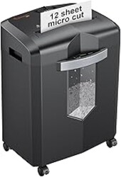 Bonsaii 12-Sheet Micro Cut Heavy Duty Paper Shredder for Home Office | Jam-Proof System, P-4 Security Level, Shreds CD/Cards/Staples, 4.2Gal Pullout Bin with Casters, Quiet Shredder C266-B