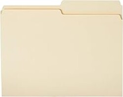 Amazon Basics Manila File Folders, Letter Size, 1/2 Tab in Left and Right Positions, 8.5" x 11", 36-Pack