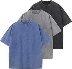 Men's Cotton T-Shirts Oversized Unisex Short Sleeves Casual Loose Wash Solid Basic Tee Tops