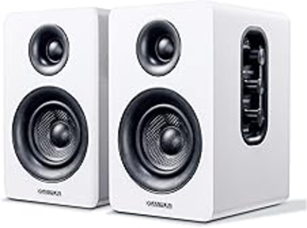 Sanyun SW208 3" Active Bluetooth 5.0 Bookshelf Speakers – 60W Carbon Fiber Speaker Unit - Built-in 24bit DAC Dynamic 3D Surround Sound 2.0 Computer PC Monitor Gaming (Pair, White)
