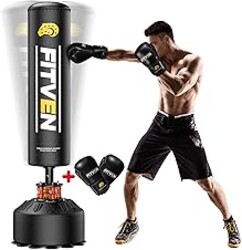 FITVEN 70'' Freestanding Punching Bag with Boxing Gloves, Heavy Boxing Bag with Suction Cup Base, Stand Kickboxing Bag for Adult-Teens Family Home Gym Training Equipment