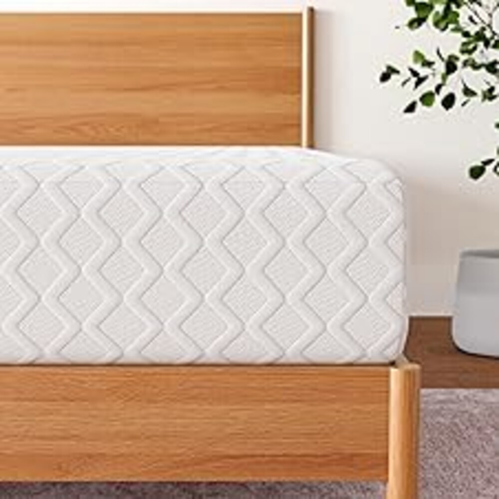 Signature Design by Ashley Queen Size Chime 10 Inch Medium Firm Memory Foam Mattress with Green Tea & Charcoal Gel for Pressure Relief, Fiberglass Free, Mattress In A Box