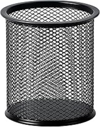 Amazon Basics Wire Mesh Pen Holder, Pencil Cup Desk Organizer for Stationery, Scissors, Office Caddy Storage, 3.7" x 3.3", Black