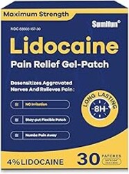 Sumifun 4% Lidocaine Pain Relief Patches 30 Count Maximum Strength Numbing Gel Patch for Back Knee Neck Joint Ache Muscle Soreness Topical Analgesic