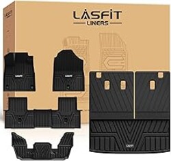 LASFIT Floor Mats & Trunk Mat with Backrest Mat for Honda Pilot 2023-2025 2026, Split & One-Piece Foldable Seating All Weather TPE Floor Liners 1st & 2nd & 3rd Row & Cargo Mat with Seatback Mat, Black