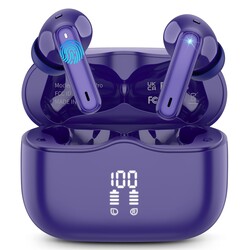 Wireless Earbuds, 2025 Bluetooth 5.4 Ear Buds in Ear with 4 ENC Noise Cancelling Mic, New Wireless Earphones HiFi Stereo Deep Bass 40H Playtime, In-Ear Bluetooth Earbuds LED Display IP7, Pure-Blue