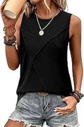 WIHOLL Women's Sleeveless Summer Crewneck Loose Fit Tank Tops