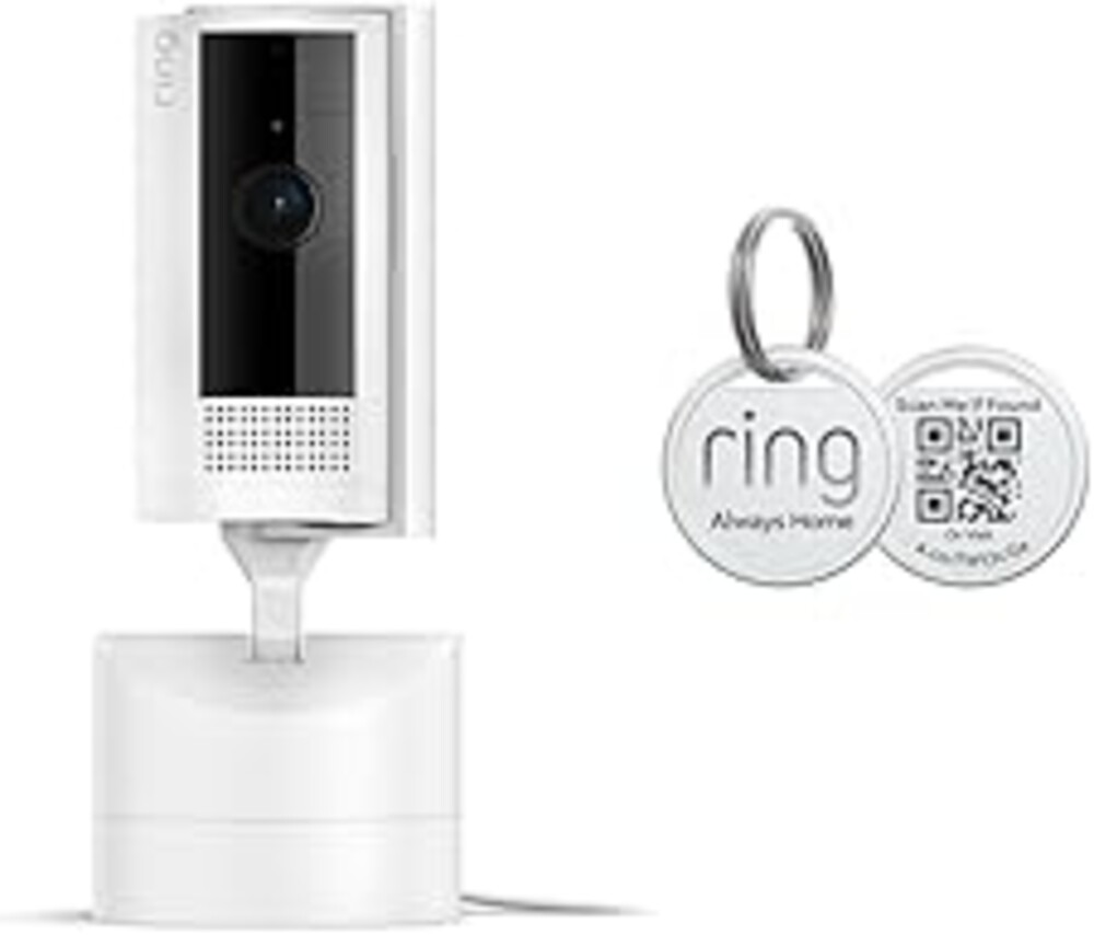 Ring Pan-Tilt Indoor Cam, White with Ring Pet Tag