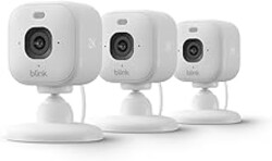 Blink Mini 2K+ (newest model) – Plug-in Home & Pet Indoor Security Camera with 2K video resolution, night vision, enhanced audio, motion detection – 3 cameras (White)