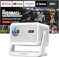 [Now with Netflix & 3200ANSI] 4K Smart Projector with WiFi and Bluetooth, Auto Focus & Keystone Mini Projector with Stand, Outdoor Home Theater Small Proyector for bedroom(Off white)
