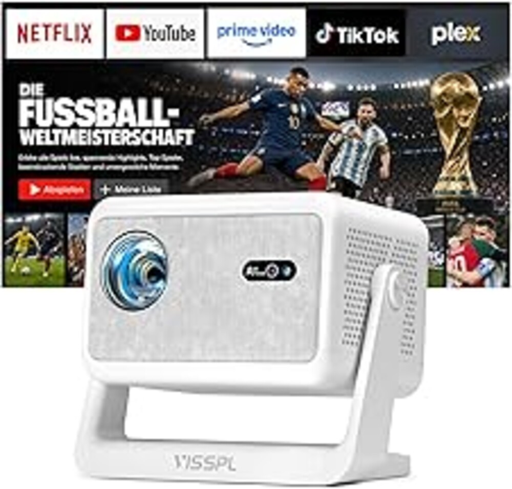 [Now with Netflix & 3200ANSI] 4K Smart Projector with WiFi and Bluetooth, Auto Focus & Keystone Mini Projector with Stand, Outdoor Home Theater Small Proyector for bedroom(Off white)