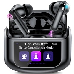 Wireless Earbuds, Bluetooth 5.4 Headphones with Multifunctional Touch Screen, 48H Bass Stereo Ear buds with ANC/ENC Noise Cancelling/Transparency mode, IPX7 Earphones with 5 EQ Modes for iOS Android