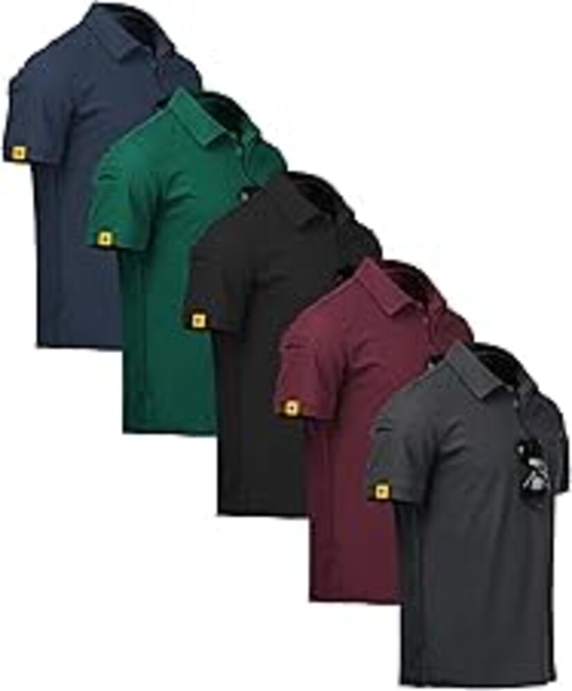ZITY 5 Pack Mens Polo Shirt Short Sleeve Sports Golf Tennis T-Shirt Moisture-Wicking Summer Shirts