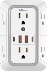 JcBlaon Outlet Extender Surge Protector - 6 Outlet Splitter with 4 USB Ports (2 USB C), Multiple Plug Expander Wall Charger,
