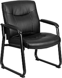 Flash Furniture Hercules Series Big & Tall LeatherSoft Executive Side Reception Chair, Padded Lobby Chair with 500-lb. Static Weight Capacity, Black