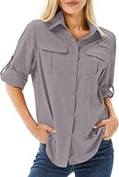 Toumett Women's UPF 50 Long Sleeve Sun Protection Shirts Safari Fishing Hiking