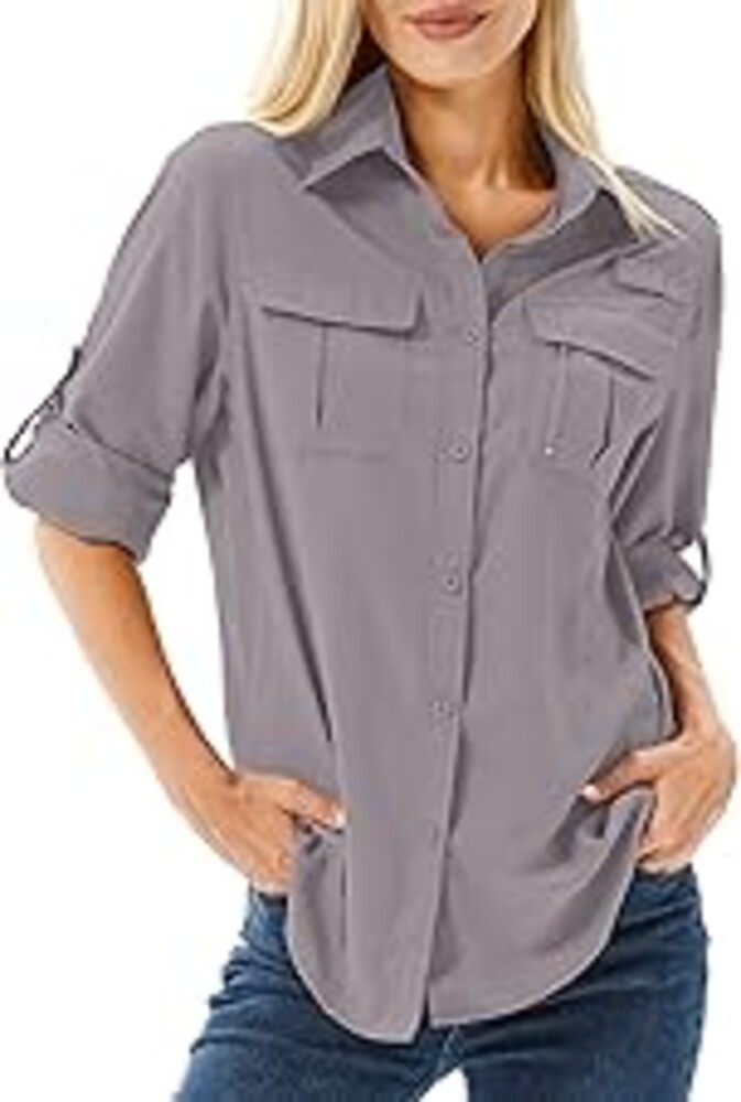 Toumett Women's UPF 50 Long Sleeve Sun Protection Shirts Safari Fishing Hiking