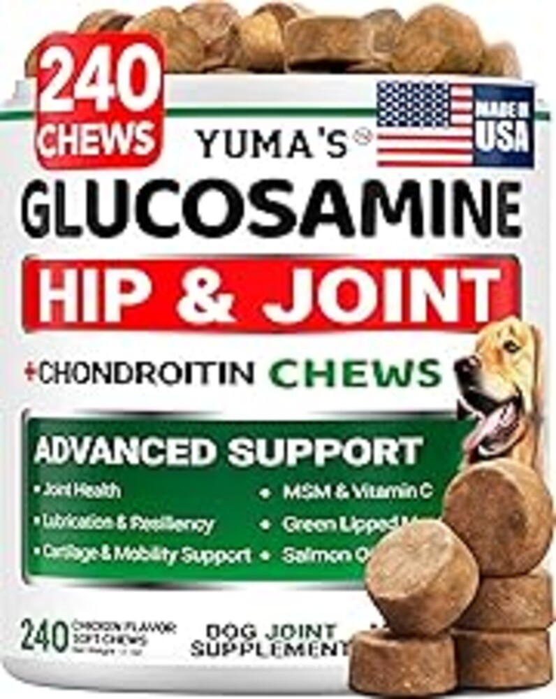 Glucosamine for Dogs - 240 Chews - Hip and Joint Supplement for Dogs - Advanced Glucosamine Chondroitin Treats with MSM - Joint Pain Relief - Large & Small Breed - Mobility Support - Made in USA