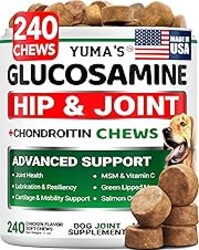 Glucosamine for Dogs - 240 Chews - Hip and Joint Supplement for Dogs - Advanced Glucosamine Chondroitin Treats with MSM - Joint Pain Relief - Large & Small Breed - Mobility Support - Made in USA
