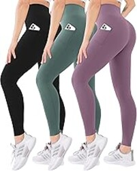 Blisset 3 Pack High Waisted Leggings for Women with Pockets Soft Active Tummy Control Pants for Yoga Running & Daily Wear