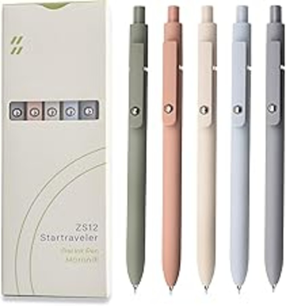 UIXJODO Gel Pens, 5 Pcs 0.5mm Black Ink Pens Fine Point Smooth Writing Pens, High-End Series Pens for Journaling Note Taking, Cute Office School Supplies Gifts for Women Men (Morandi)
