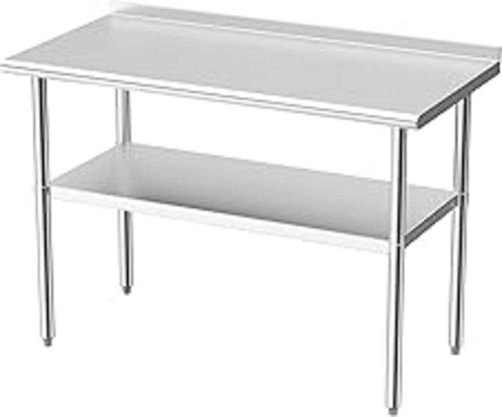 Derro Stainless Steel Table for Prep & Work, 24 x 48 in, Metal Commercial Heavy Duty Table with Backsplash and Adjustable Under Shelf and Foot for Restaurant, Home and Hotel
