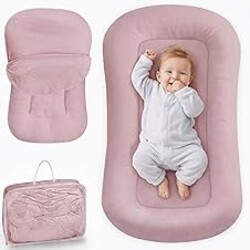 azopesy Infant Support Cushion - Baby Lounger for Newborn, 0-24 Months, Breathable Cotton Fabric Infant Support Cushion, Portable Newborn Essentials for Home and Travel, Dustypink (Cover Included)