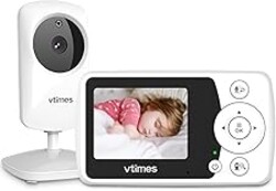 VTimes Baby Monitor with Camera and Audio, No WiFi, 2.4" LCD Screen, Two-Way Talk, Portable, Night Vision, 1000ft Range, Temperature Sensor, Alarm and Lullaby, for Baby Shower