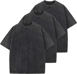 Men's Cotton T-Shirts Oversized Unisex Short Sleeves Casual Loose Wash Solid Basic Tee Tops