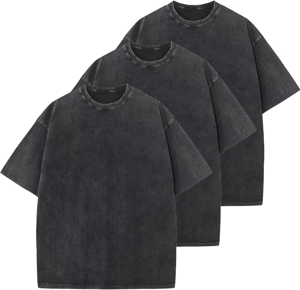 Men's Cotton T-Shirts Oversized Unisex Short Sleeves Casual Loose Wash Solid Basic Tee Tops