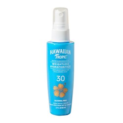 Hawaiian Tropic Weightless Hydration Water Mist for Face SPF 30, 2.1 Fl Oz, Travel Size SPF Face Mist Hydrating Spray, Non-Comedogenic Sunscreen Facial Mist, Non-Aerosol Sunscreen Spray, 2.1 Fl Oz