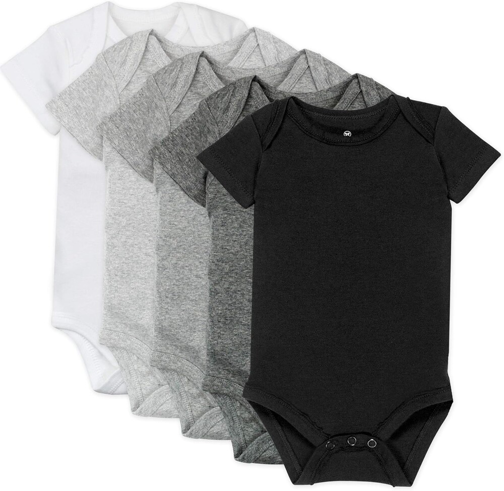 HonestBaby 5-pack Short Sleeve Bodysuits One-piece 100% Organic Cotton for Infant Baby Boys