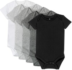 HonestBaby 5-pack Short Sleeve Bodysuits One-piece 100% Organic Cotton for Infant Baby Boys