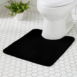 MINIDEAR Toilet Rugs 24x20 - U Shaped Black Thick Memory Foam Contour Rugs,Ultra Soft & Plush Fluffy, Non-Slip, Quick Dry, Absorbent Washable Floor Microfiber Mat for Home Decor Accessories