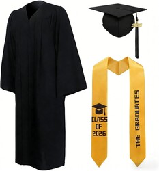 Unisex Matte Graduation Cap and Printed Gown 2026 Set with Tassel for High School and College
